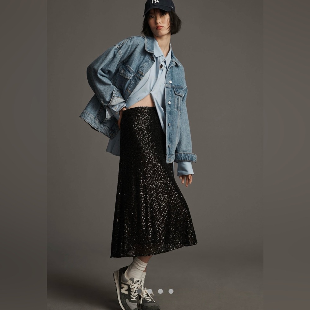 EUC ANTHROPOLOGIE Sunday in Brooklyn A Line Sequin Skirt